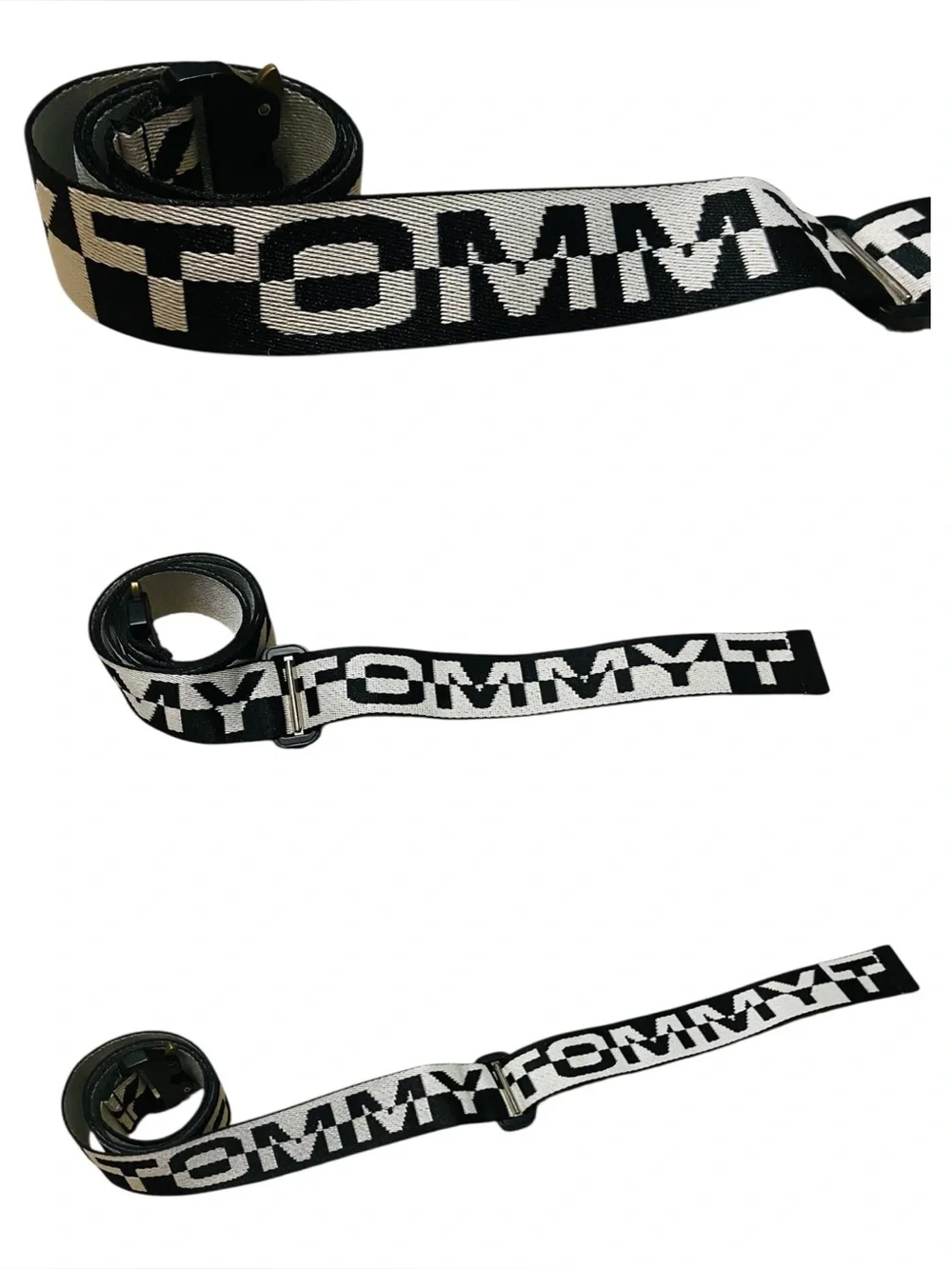 Tommy Jeans Cobra Webbing Belt Logo Graphic Belt  Black & White Logo Belt